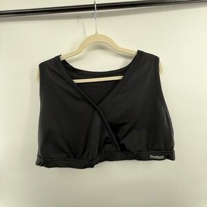 Reebok Black Wrap Front Sports Bra Crop‎ Top Plus Size 26/28 Activewear